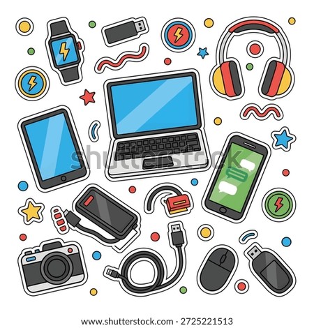 Illustration of Electronics, Gadgets and Devices