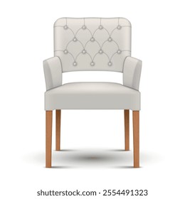 Illustration of an elegant armchair, with a soft seat and classic buttoned back, making it the perfect addition to a modern or traditional interior