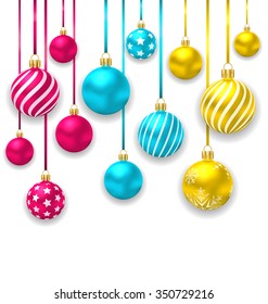 Illustration Elegant Background with Collection Colorful Christmas Glass Balls - Vector