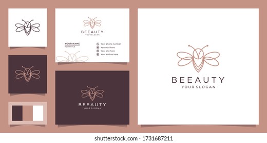 ilustración de logotipos elegantes de abejas, logotipos únicos, abstractos, monolíneos y elegantes únicos. Diseñar logotipos, iconos y tarjetas de visita. Vector premium.