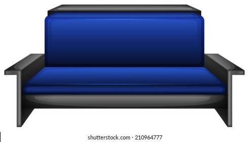Illustration of an elegant blue sofa on a white background