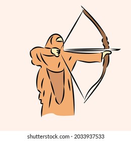 illustration Elegant character female archer athlete vector graphic