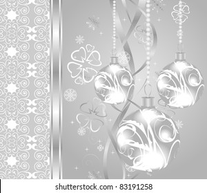 Illustration elegant christmas background with baubles - vector