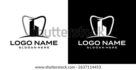Illustration of an elegant dental building. Vector logo of a dental building for a medical company in the field of dental care.