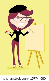 Illustration of a elegant female painter 