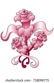 illustration of a elegant flowers tattoo on isolated white background