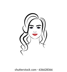 illustration elegant girl with curls