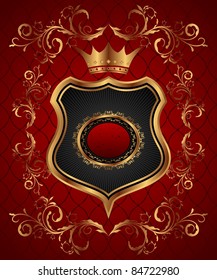 Illustration elegant gold heraldry frame - vector