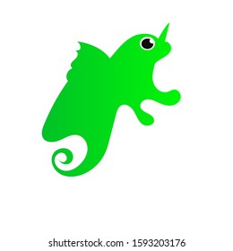 Illustration elegant green chameleon iguana animal logo design graphic