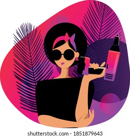 Illustration of elegant lady with drill-driver