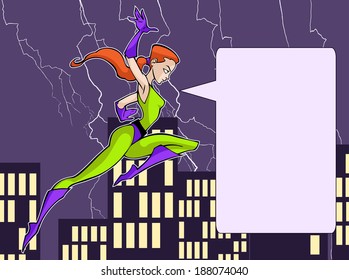 Illustration of an elegant super heroine