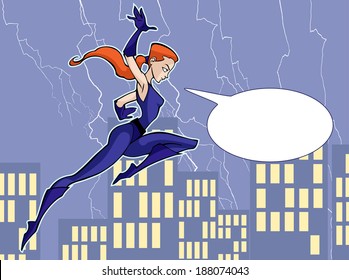 Illustration of an elegant super heroine