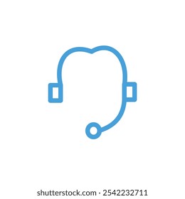 Diseño de elemento de ilustración de auriculares en diseño plano. Icono de auriculares y estetoscopio. Hecho en un estilo de rayas azules con blanco como color base.
