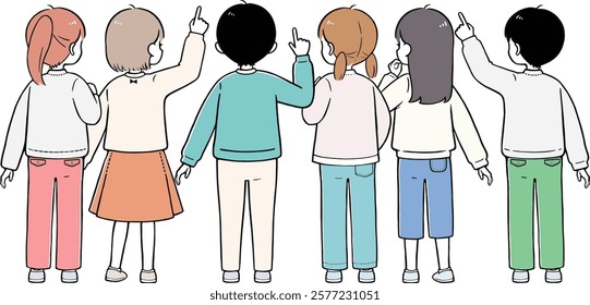 Illustration of an elementary school boy and girl consulting with each other. Simple vector illustrations.