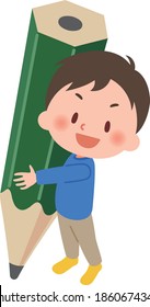 Ilustración de un escolar de primaria sosteniendo un lápiz.