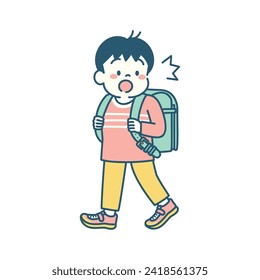 Illustration of elementary school boy notice something