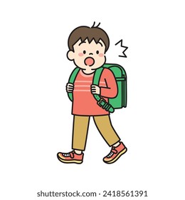 Illustration of elementary school boy notice something