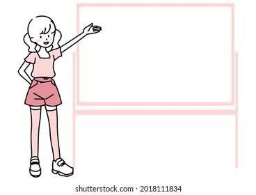 Illustration of an elementary school student pointing at the whiteboard