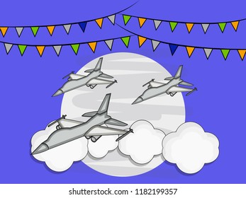 illustration of elements of Indian Airforce Day Background