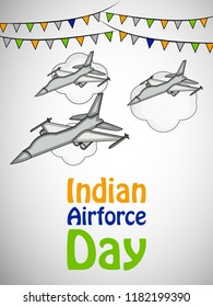 illustration of elements of Indian Airforce Day Background
