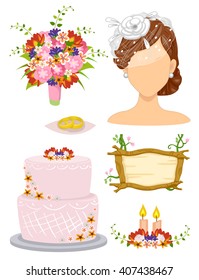 Illustration of Elements Related to a Garden Wedding