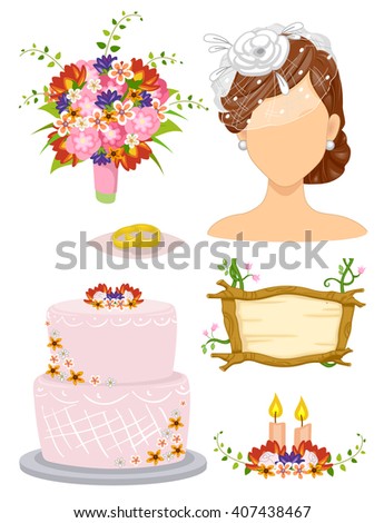 Illustration of Elements Related to a Garden Wedding