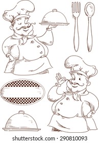 Ilustración de elementos normalmente asociados con restaurantes