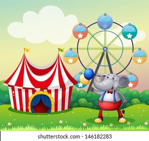 Illustration of an elephant at the carnival