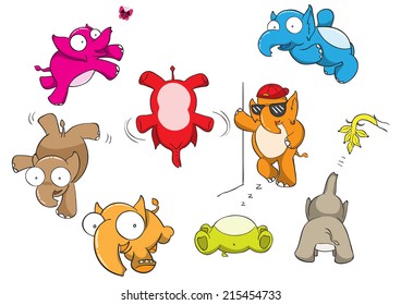 illustration of elephant cartoon vector, no Gradients, no Effects, no mesh, no Transparencies. 