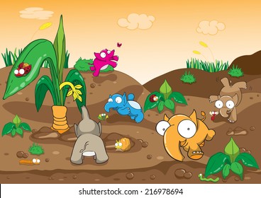 illustration of elephant cartoon vector, no Gradients, no Effects, no mesh, no Transparencies. 