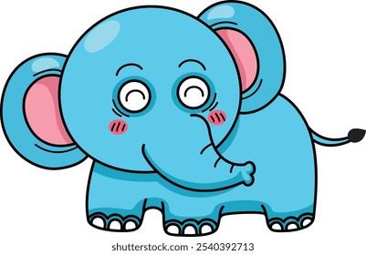 illustration of elephant character outline white on background vector