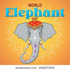 Illustration of an elephant with decorative elements