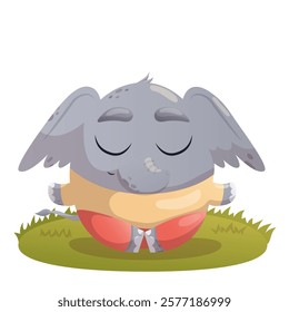 Illustration of elephant doing yoga. Healthy and wellness lifestyle. Flat vector illustration