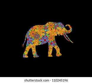 Illustration Elephant with Flowers