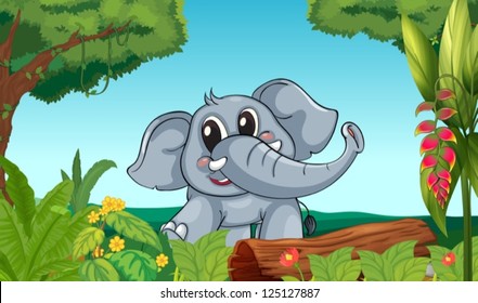 Ilustración de un elefante en el bosque