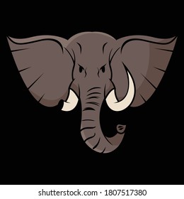 illustration of elephant head with ivory broken off next to