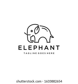 Illustration elephant with leaf ear logo style design template illustration