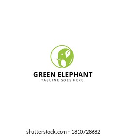 Ilustración elefante con estilo de logotipo de oído hoja de diseño ilustración de plantilla