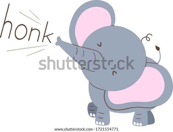 Illustration of an Elephant Making a Honking Sound\
from Its Trunk