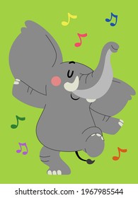 Illustration of an Elephant Mascot Dancing to Music