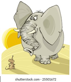 Illustration of elephant and mouse