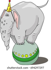 Illustration of a elephant on the ball