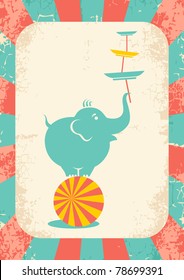 Illustration of an elephant on the ball at the circus