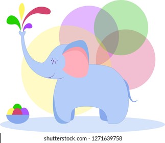 illustration elephant on holly holiday