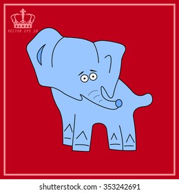 Illustration of elephant on a red background