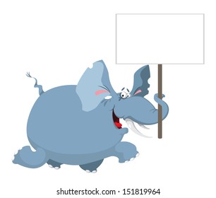 illustration of a elephant with a sign