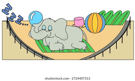 Una ilustración de un elefante tomando una siesta.
