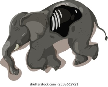 Illustration of an elephant from a top view