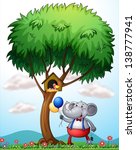 Illustration of an elephant under the tree