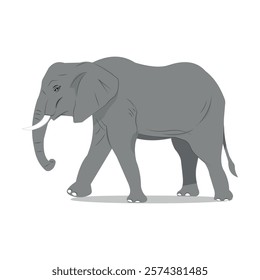 Illustration of an Elephant in Walking Pose, Wildlife Animal Drawing for Educational Materials, 
Nature Conservation Campaigns, Zoo Marketing, and Children’s Books 